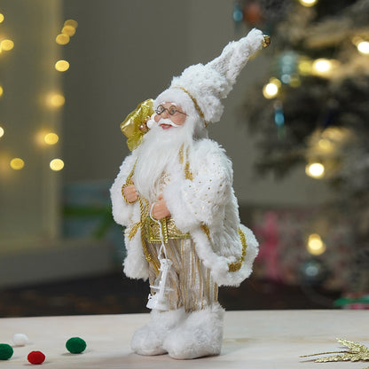 12 inches Gold Dotted and Stripes Santa , Christmas Home and Table Décor