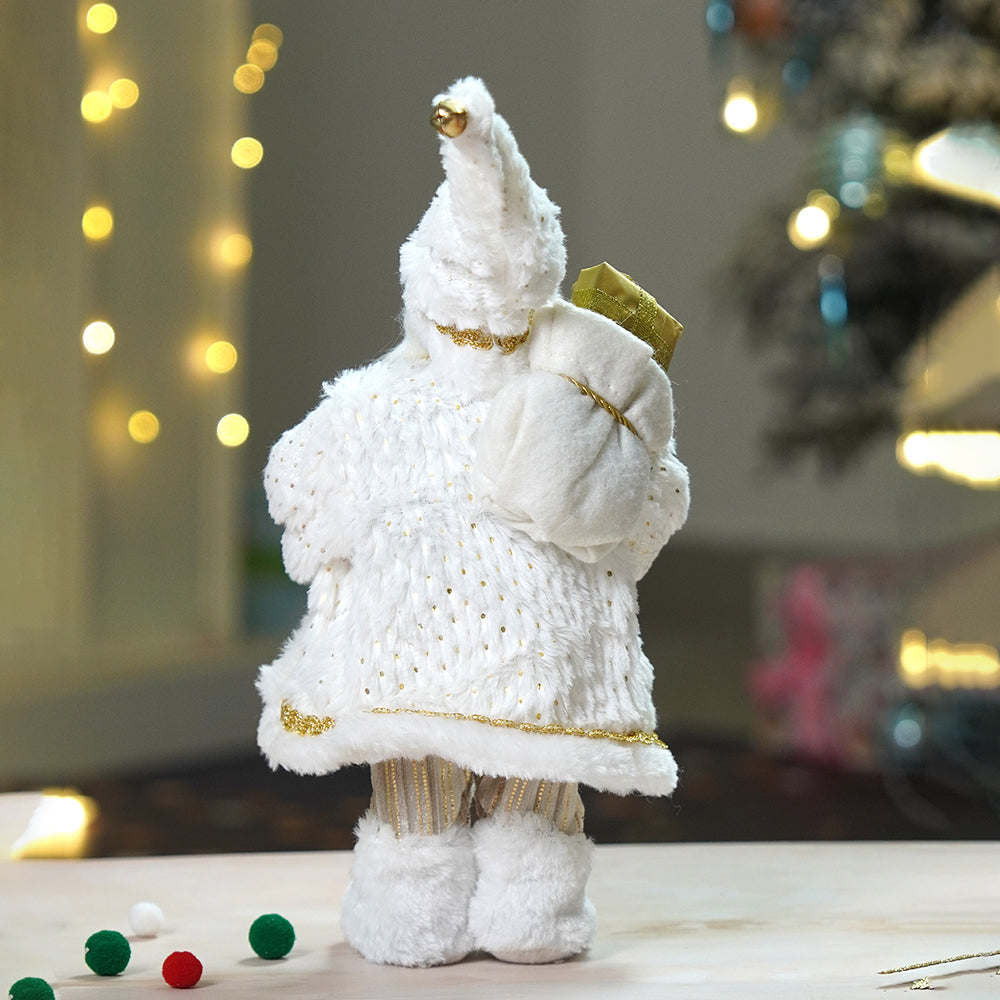 12 inches Gold Dotted and Stripes Santa , Christmas Home and Table Décor