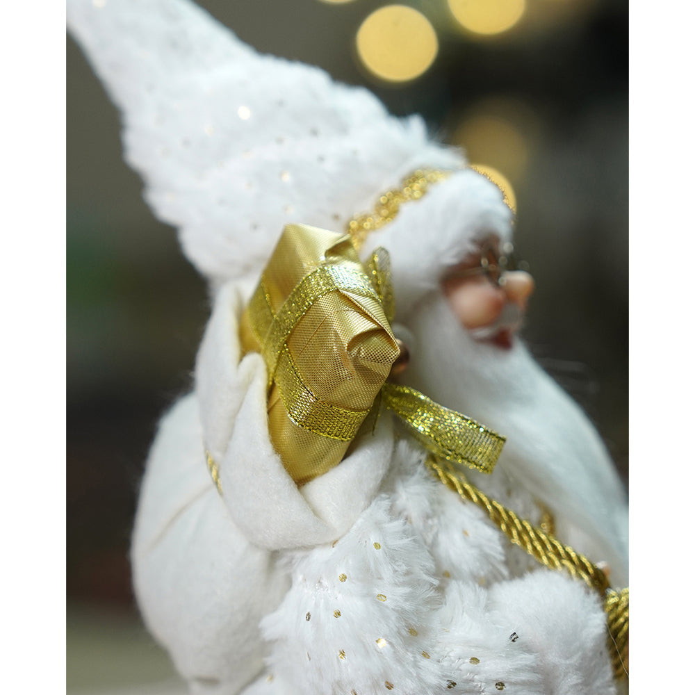 12 inches Gold Dotted and Stripes Santa , Christmas Home and Table Décor