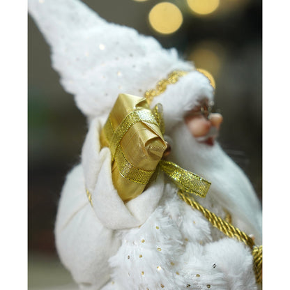 12 inches Gold Dotted and Stripes Santa , Christmas Home and Table Décor