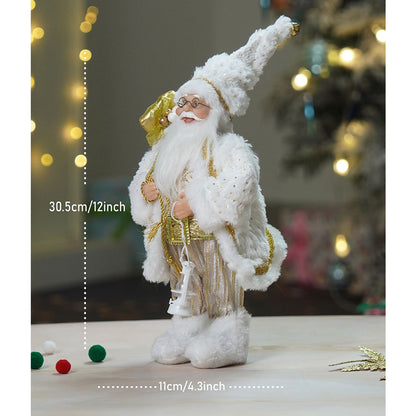 12 inches Gold Dotted and Stripes Santa , Christmas Home and Table Décor