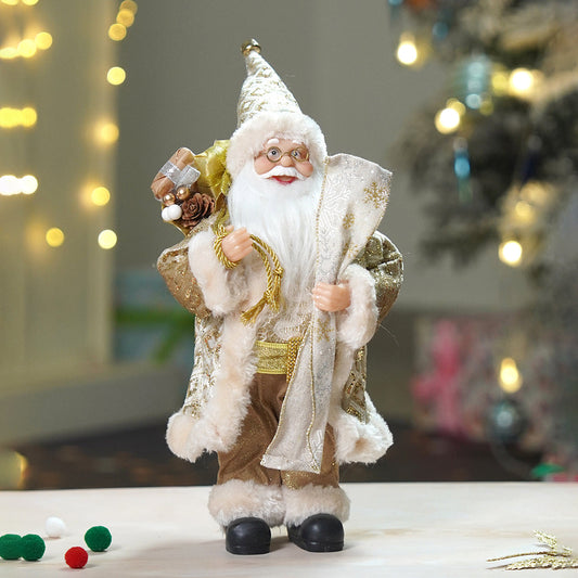 12 inches Gold Lace Robe Santa , Christmas Home and Table Décor