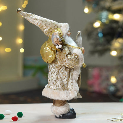 12 inches Gold Lace Robe Santa , Christmas Home and Table Décor