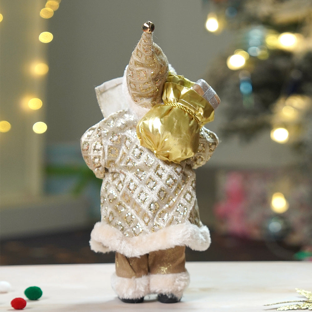 12 inches Gold Lace Robe Santa , Christmas Home and Table Décor