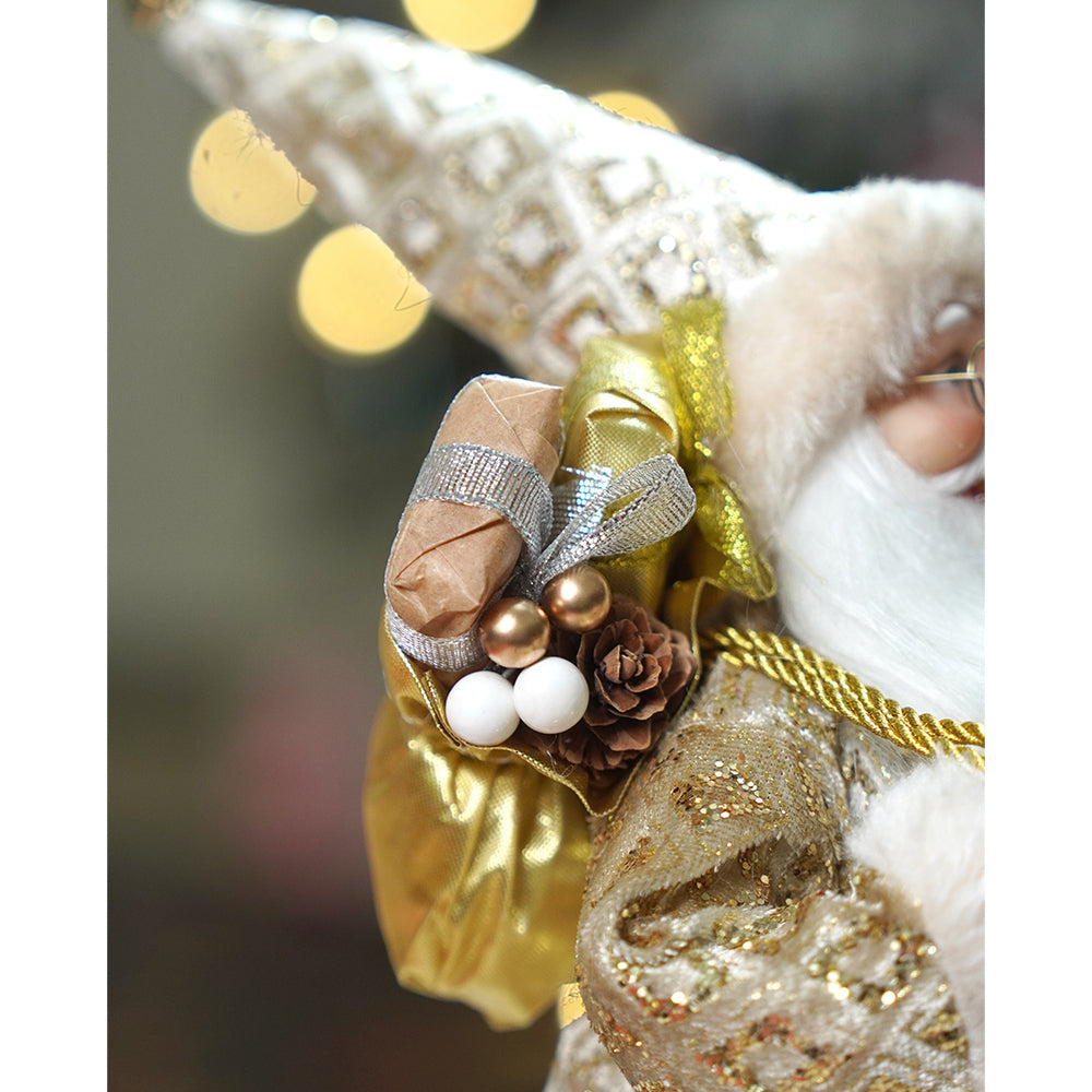 12 inches Gold Lace Robe Santa , Christmas Home and Table Décor