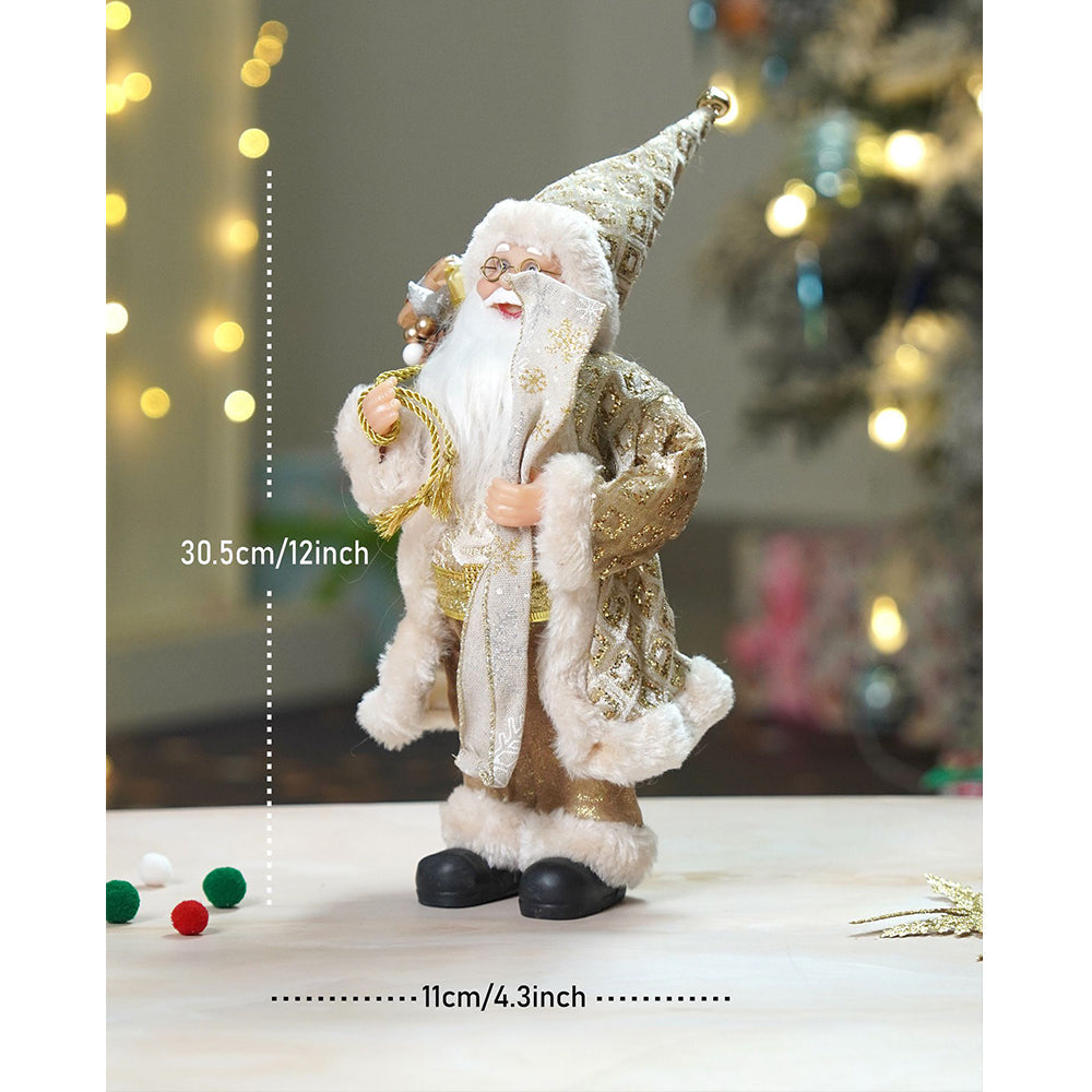 12 inches Gold Lace Robe Santa , Christmas Home and Table Décor