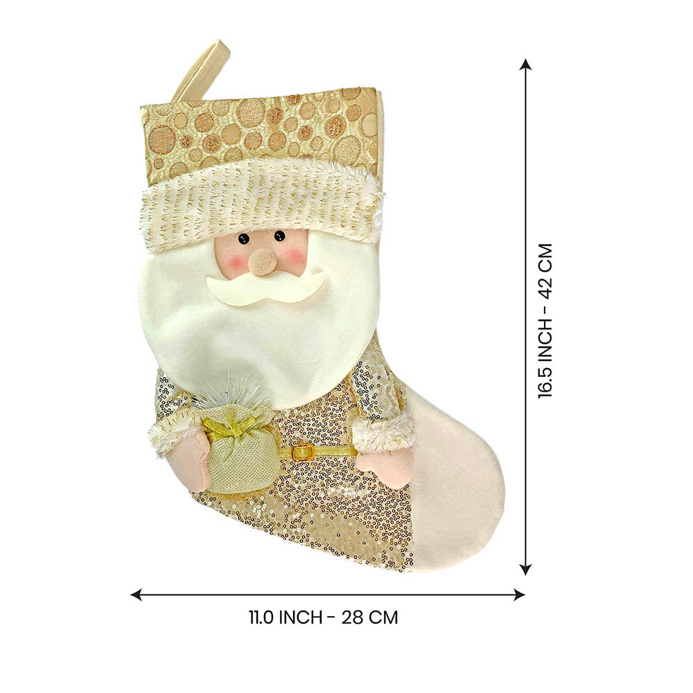 Golden Santa Christmas Stocking, 16 inches