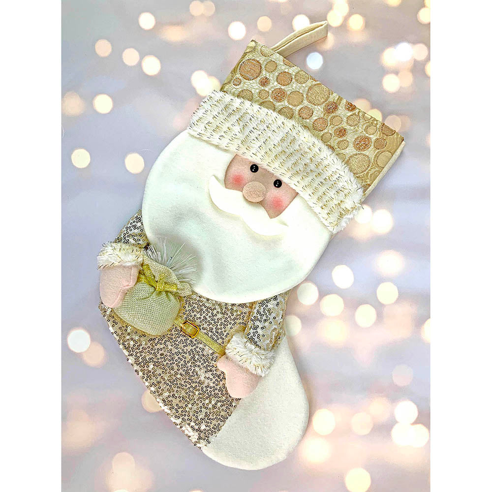 Golden Santa Christmas Stocking, 16 inches