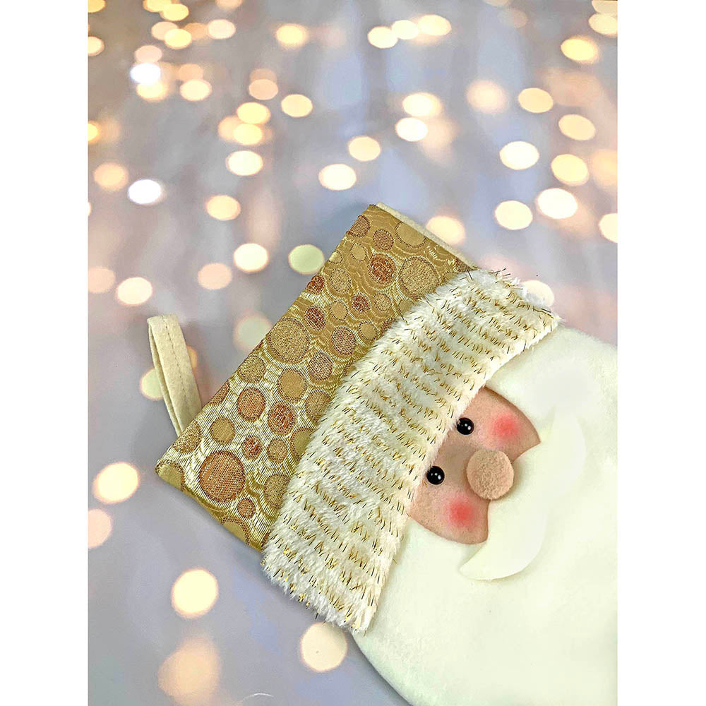 Golden Santa Christmas Stocking, 16 inches