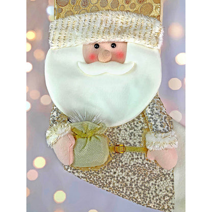 Golden Santa Christmas Stocking, 16 inches