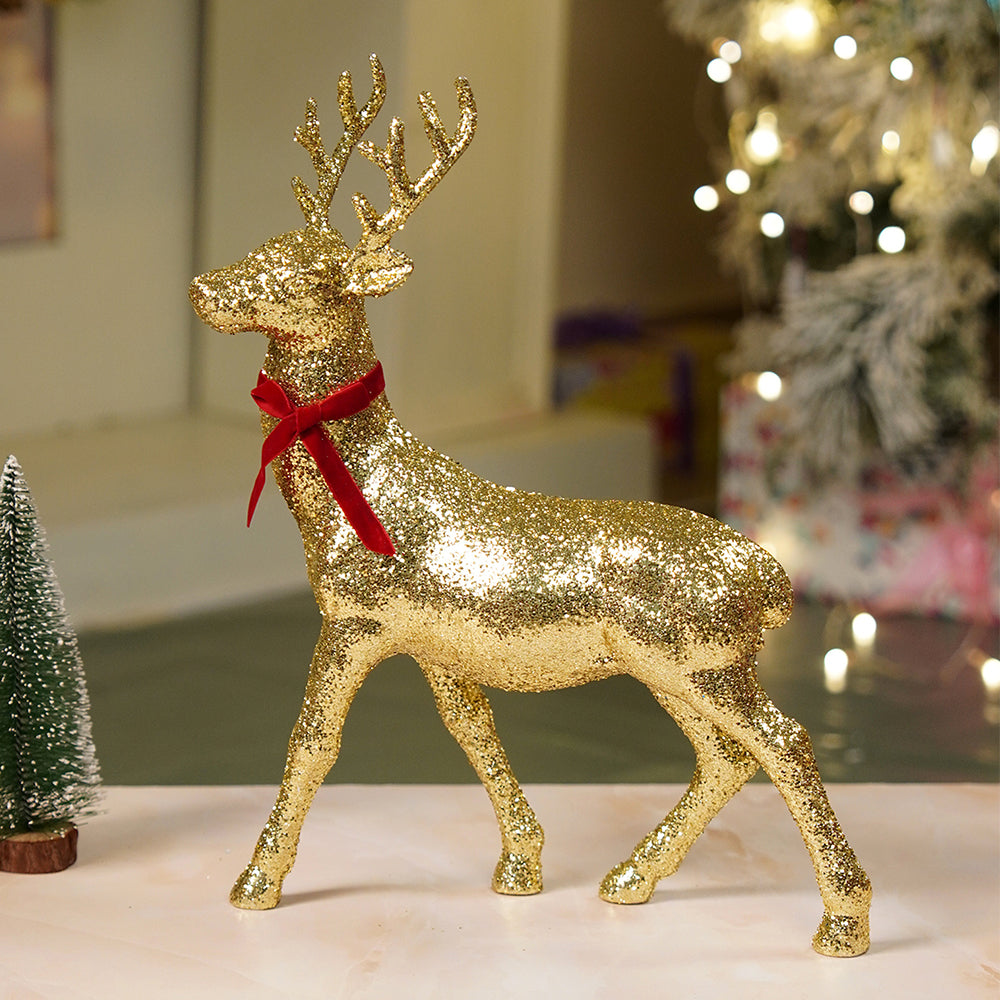 15 inches Gold shimmer Reindeer Christmas Décor and Decoration