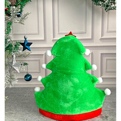 3d Green Pompom Christmas Tree shaped Velvet Plush Christmas Party Hat