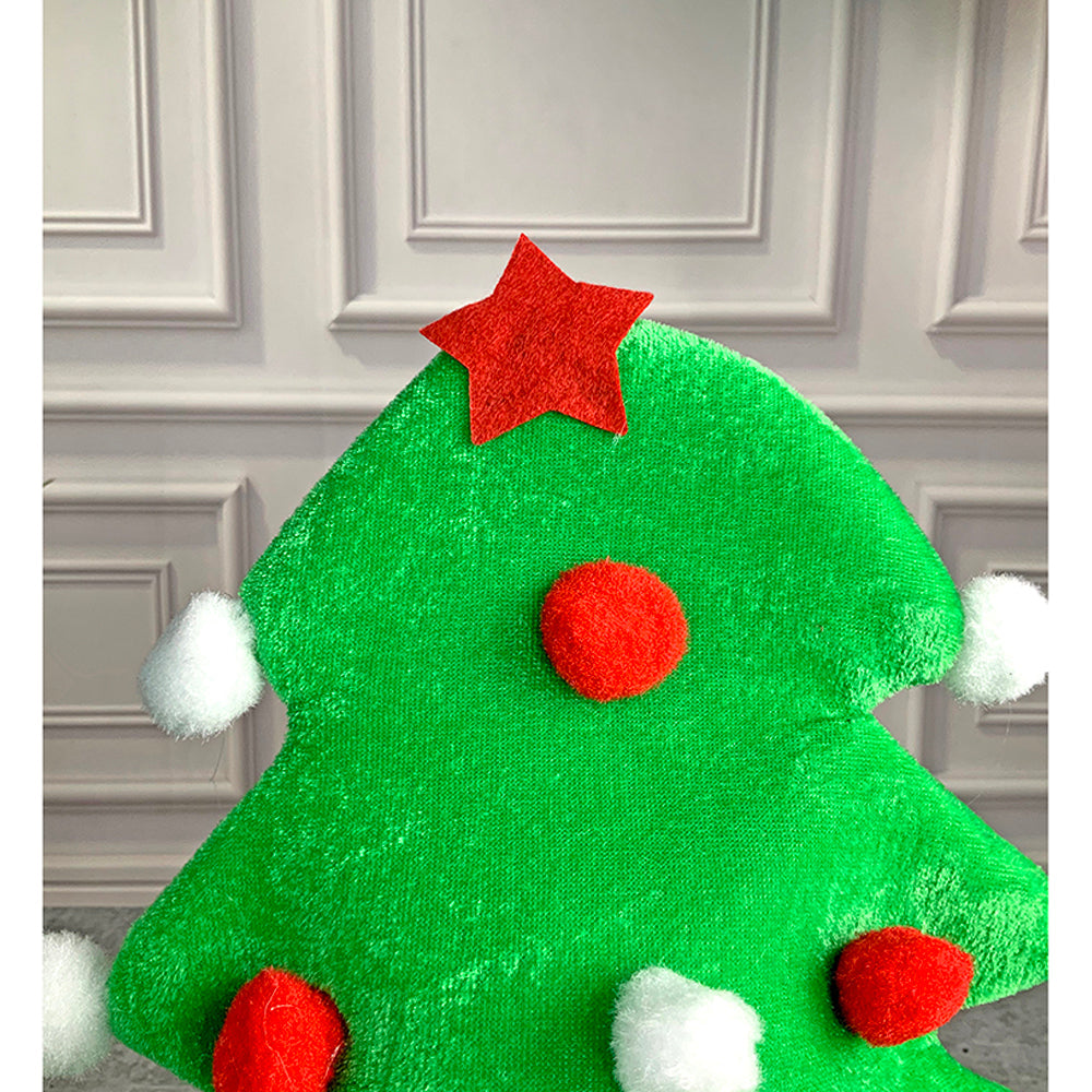 3d Green Pompom Christmas Tree shaped Velvet Plush Christmas Party Hat