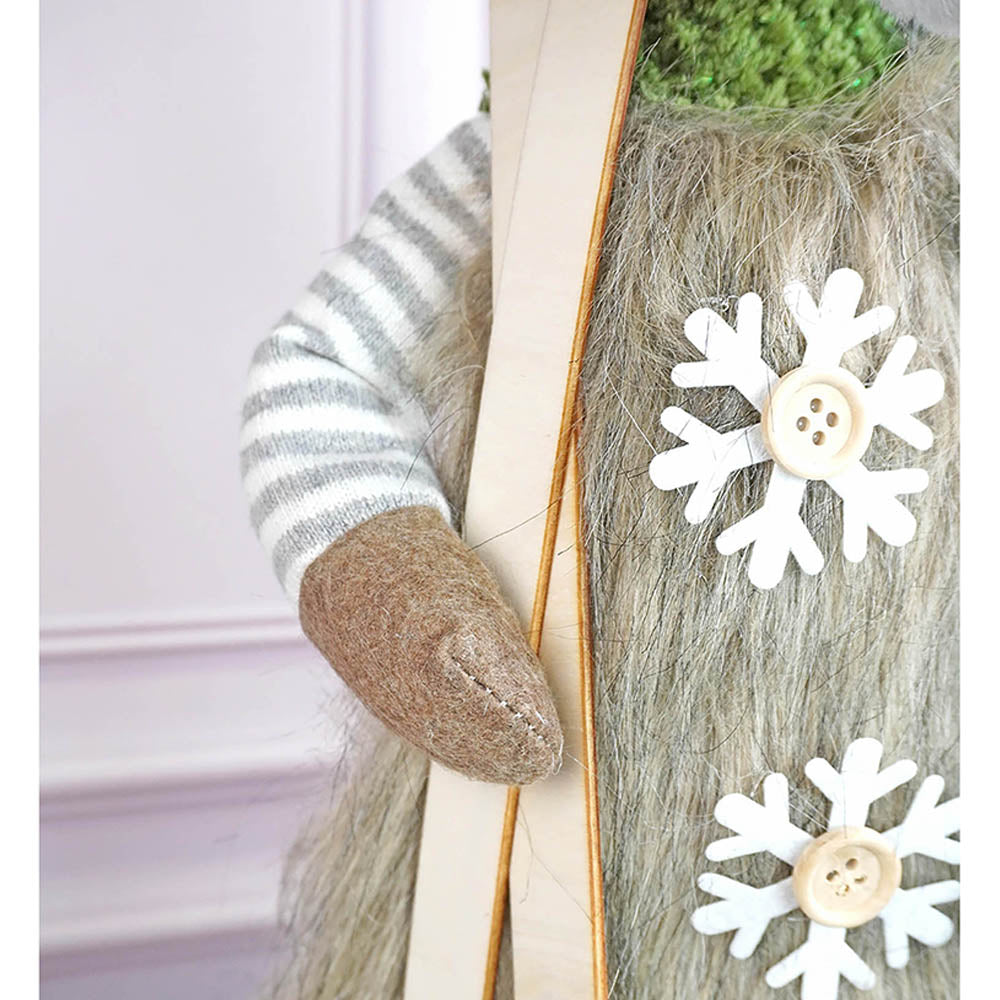 Grey Sitting Long Legs Reindeer with Ski Boards Christmas décor