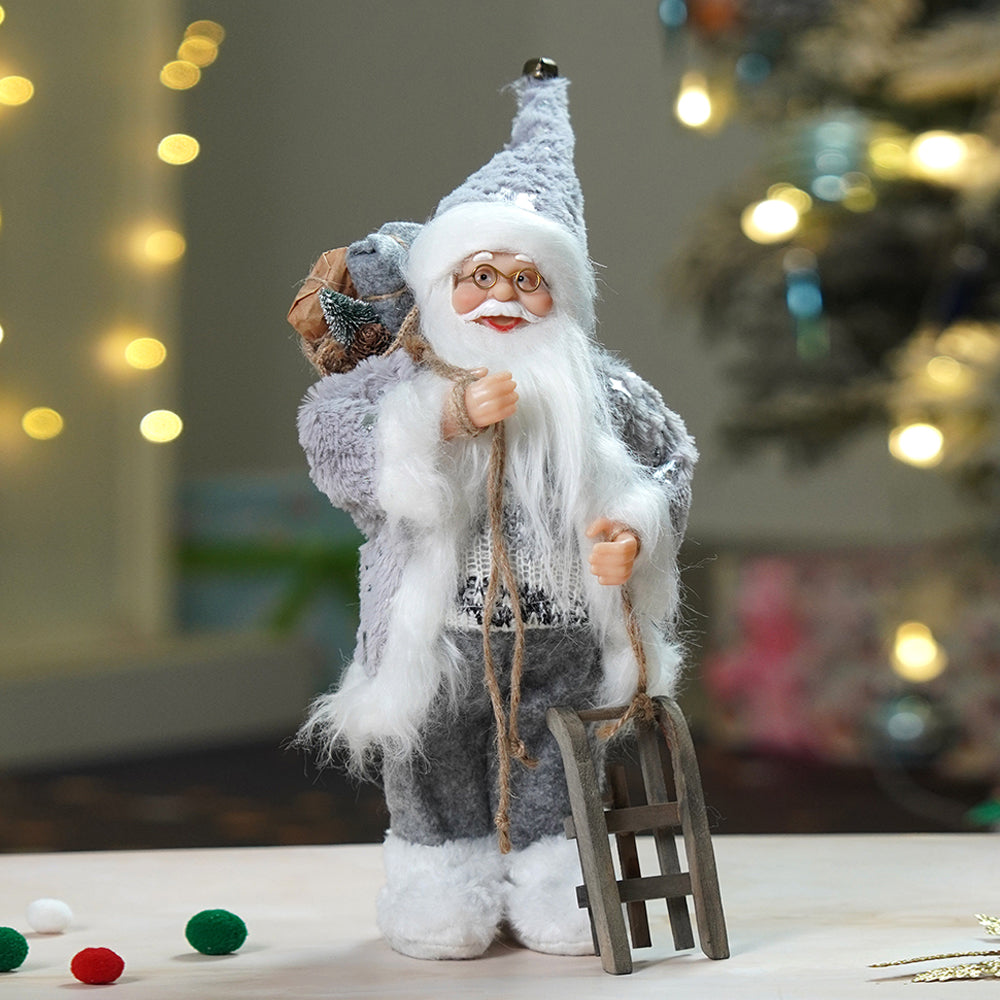 12 inches Grey Shiny hanging sledge Santa , Christmas Home and Table Décor