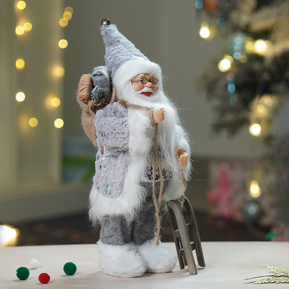 12 inches Grey Shiny hanging sledge Santa , Christmas Home and Table Décor