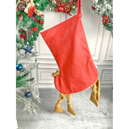 Snowman Long Hanging Knot Legs Christmas Stocking, 16 inches