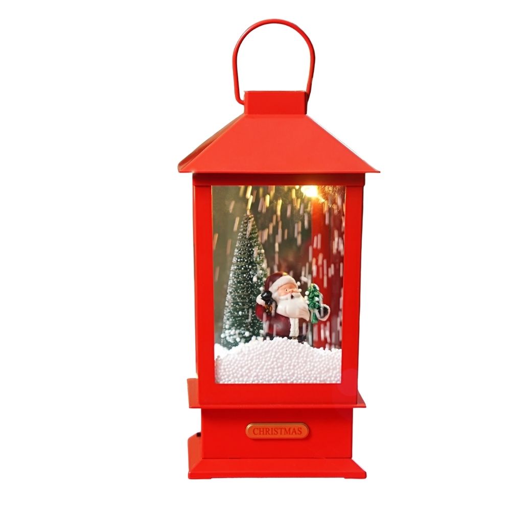 Large Red Lantern Snowglobe with Light,Music and Snowfall.