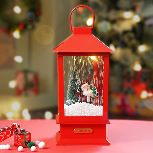 Large Red Lantern Snowglobe with Light,Music and Snowfall.