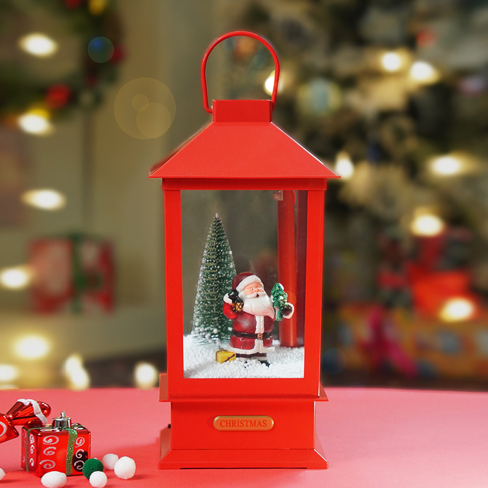Large Red Lantern Snowglobe with Light,Music and Snowfall.