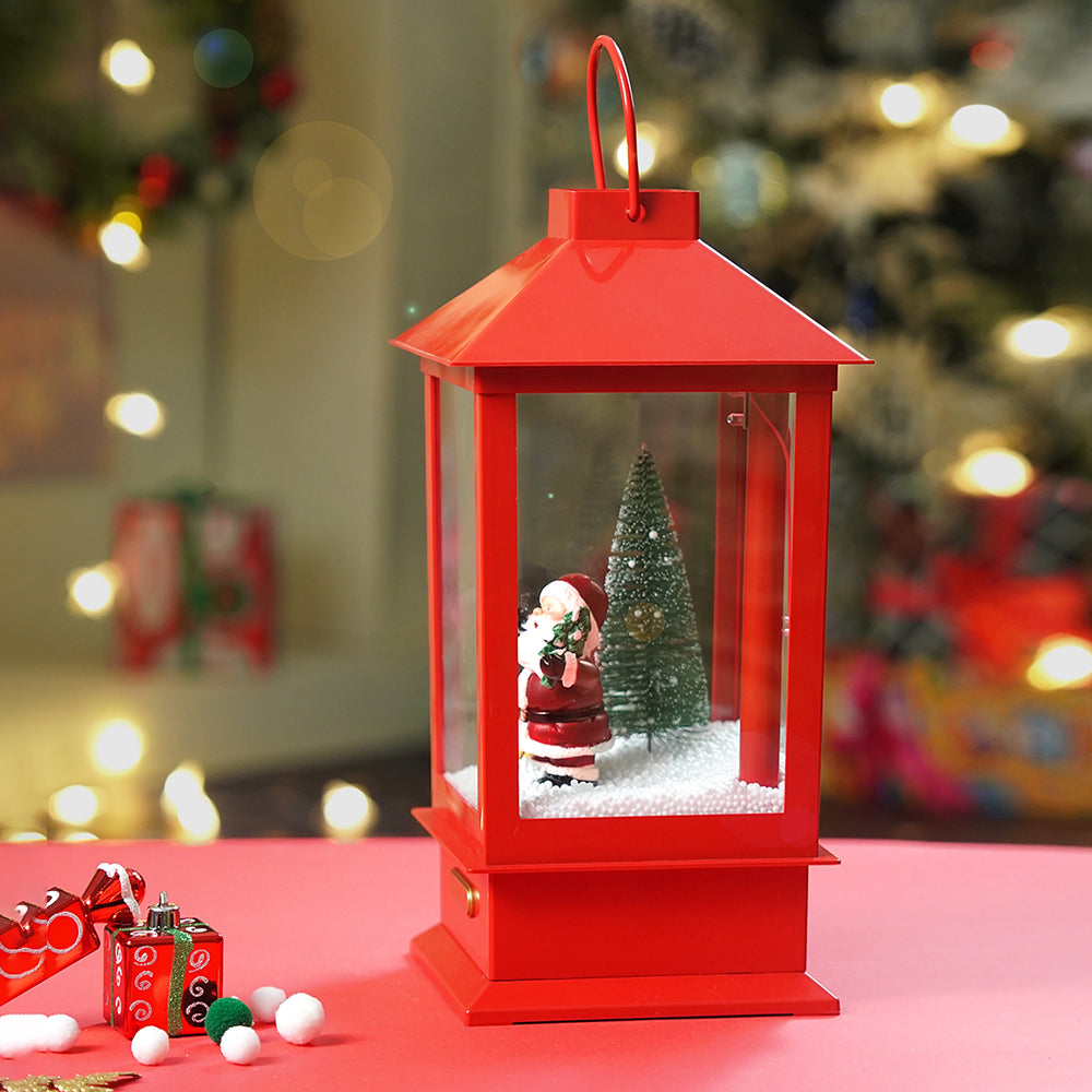 Large Red Lantern Snowglobe with Light,Music and Snowfall.