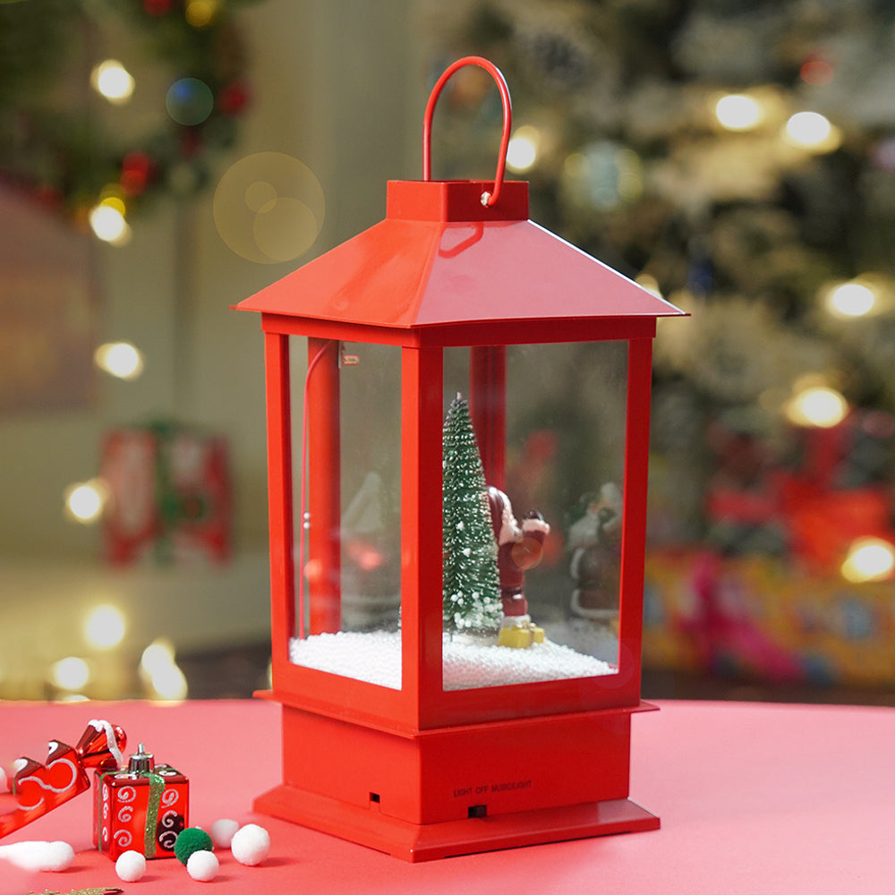 Large Red Lantern Snowglobe with Light,Music and Snowfall.