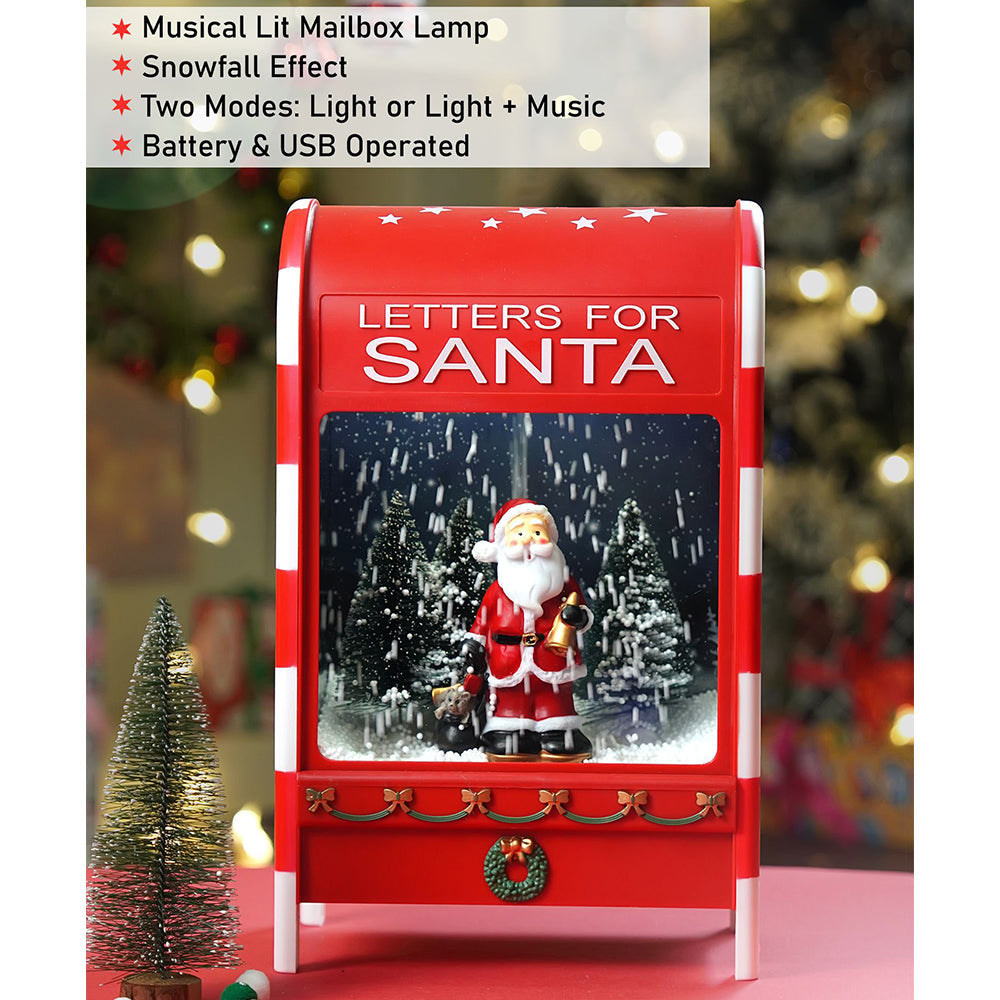 Letters for Santa Mailbox Snowglobe with Light,Music and Snowfall.