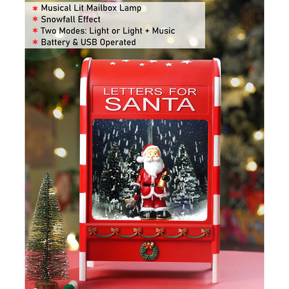 Letters for Santa Mailbox Snowglobe with Light,Music and Snowfall.