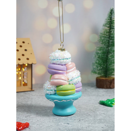 Glitter Macaroons stacked with shimmer christmas tree ornament