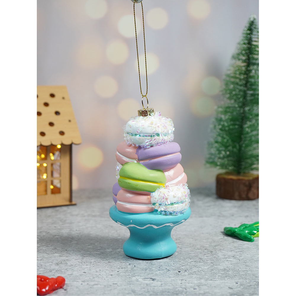 Glitter Macaroons stacked with shimmer christmas tree ornament