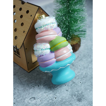 Glitter Macaroons stacked with shimmer christmas tree ornament