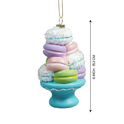 Glitter Macaroons stacked with shimmer christmas tree ornament