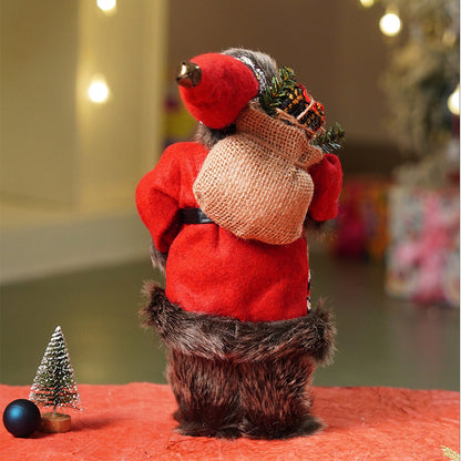 12 inches Dark Maroon & Grey Santa Christmas Home & Table Décor