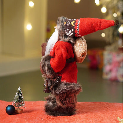 12 inches Dark Maroon & Grey Santa Christmas Home & Table Décor