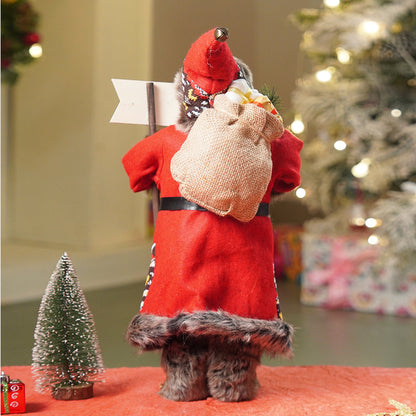 18 inches Dark Maroon & Grey Wooden Signage Santa Christmas Home & Table Décor