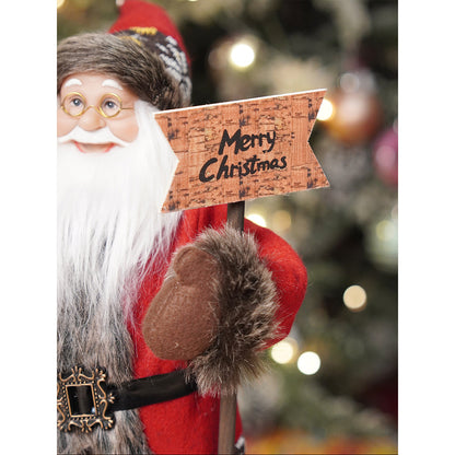 18 inches Dark Maroon & Grey Wooden Signage Santa Christmas Home & Table Décor