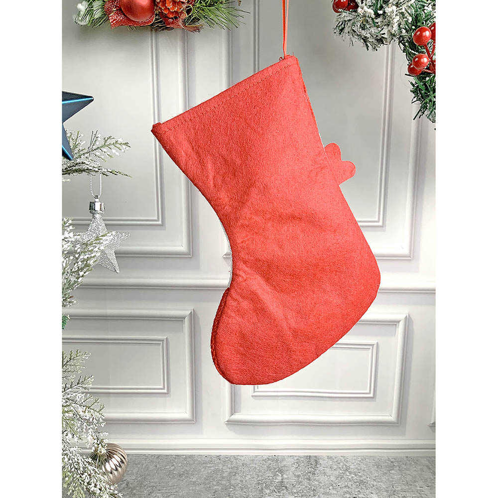 Mini  Snowflake Deer Christmas Stocking, 10 inches