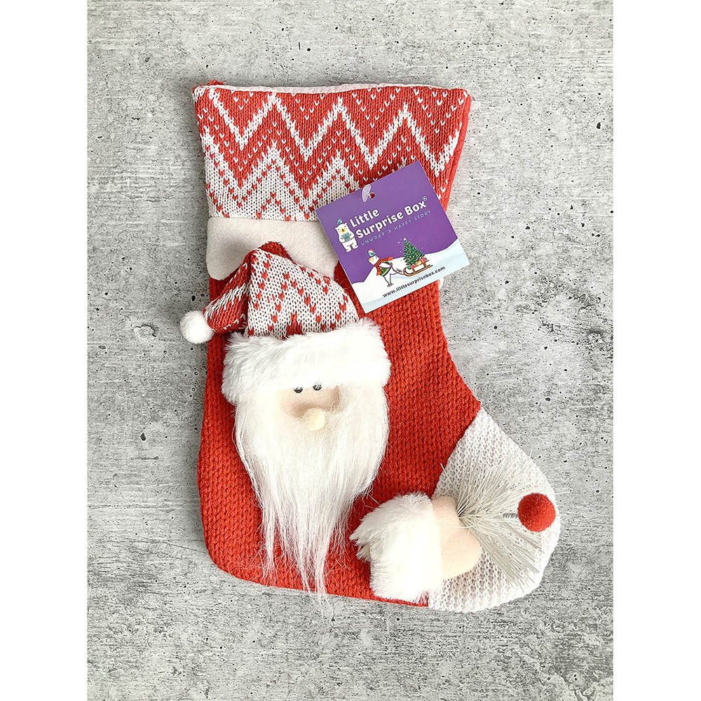 Mini Snowflake Santa Christmas Stocking, 10 inches