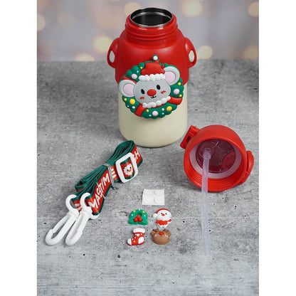 Festive Mouse Christmas themed Stainless Steel water bottle for Toddlers & Kids, 500ml