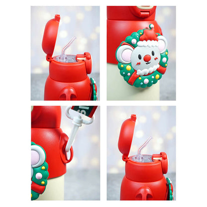 Festive Mouse Christmas themed Stainless Steel water bottle for Toddlers & Kids, 500ml
