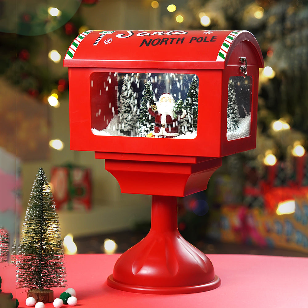North Pole Mailbox Snowglobe with Light,Muisc and Snowfall.