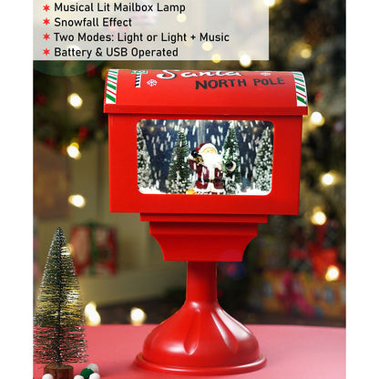 North Pole Mailbox Snowglobe with Light,Muisc and Snowfall.