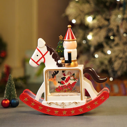 Rocking Nutcracker with Tree with Musical Glitter Water &  Lights, Christmas Home Décor