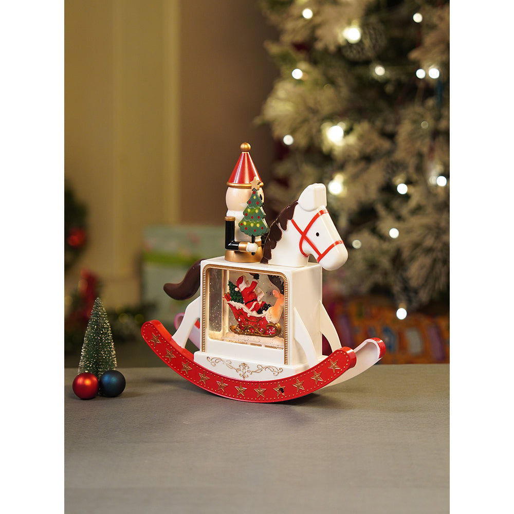 Rocking Nutcracker with Tree with Musical Glitter Water &  Lights, Christmas Home Décor