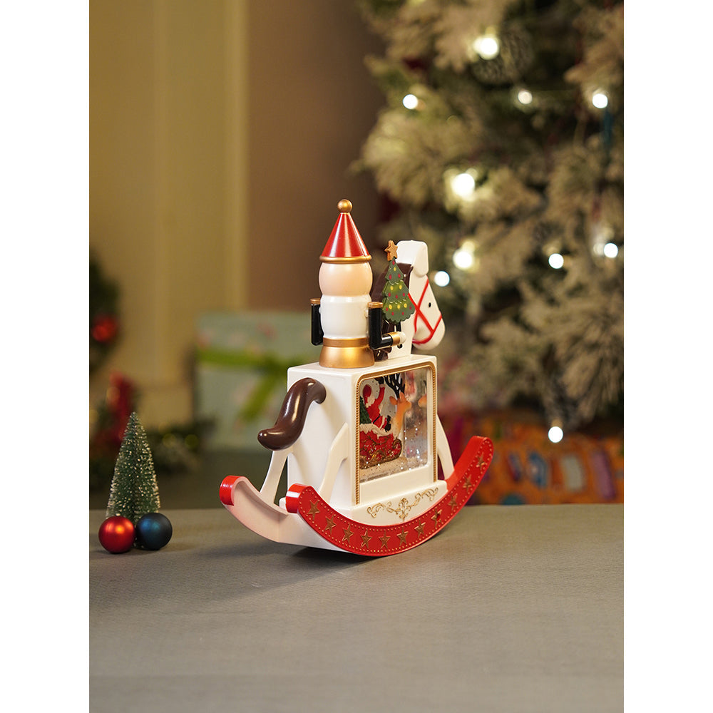 Rocking Nutcracker with Tree with Musical Glitter Water &  Lights, Christmas Home Décor