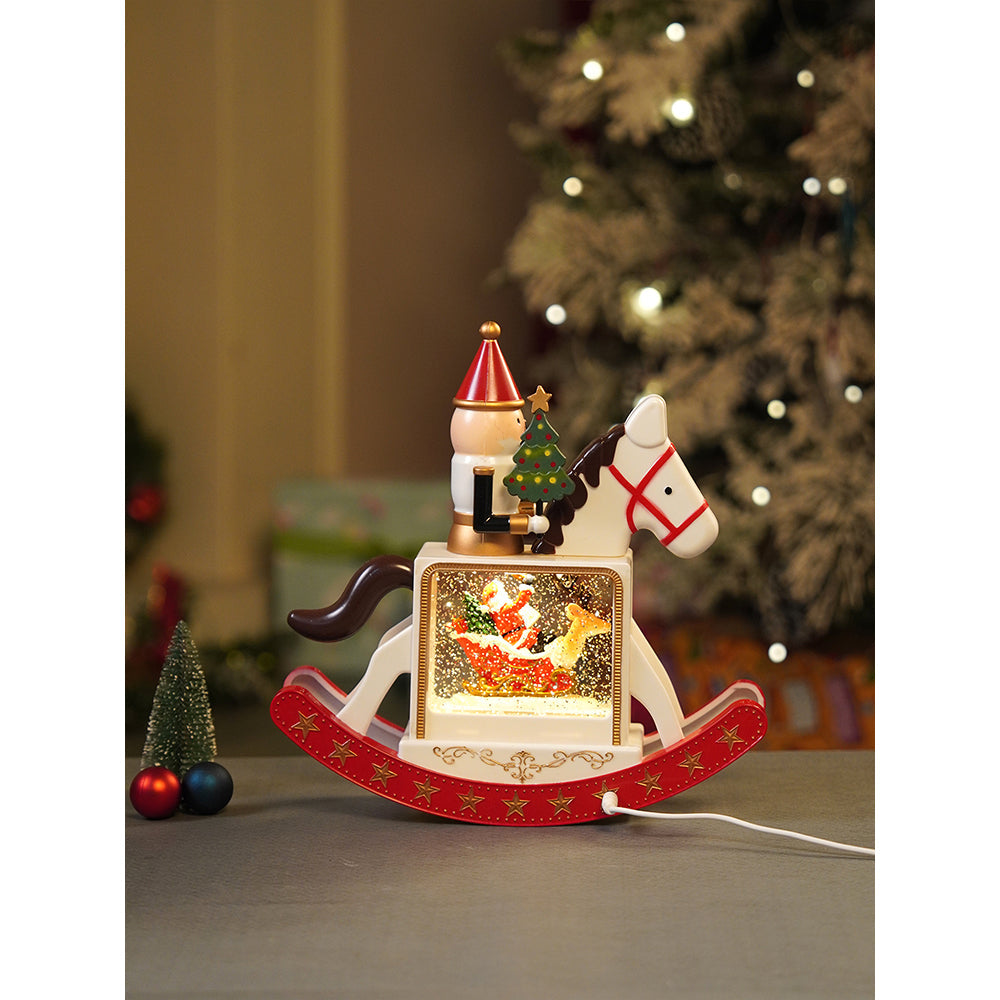 Rocking Nutcracker with Tree with Musical Glitter Water &  Lights, Christmas Home Décor