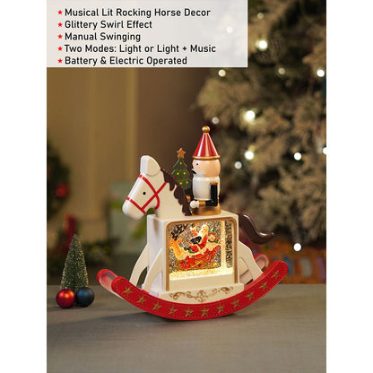 Rocking Nutcracker with Tree with Musical Glitter Water &  Lights, Christmas Home Décor