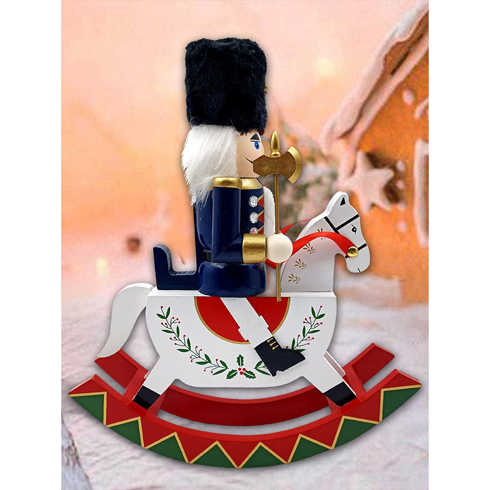 Navy wooden rocking horse Christmas Home and table décor