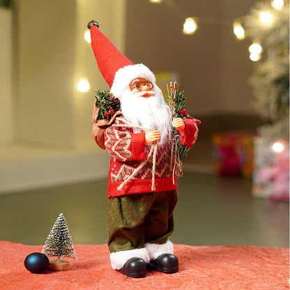 12 inches Maroon & Olive Pants Santa Christmas Home & Table Décor