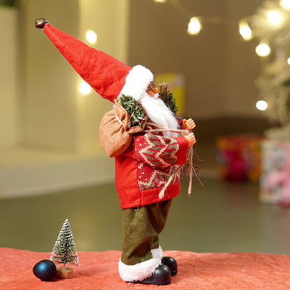 12 inches Maroon & Olive Pants Santa Christmas Home & Table Décor